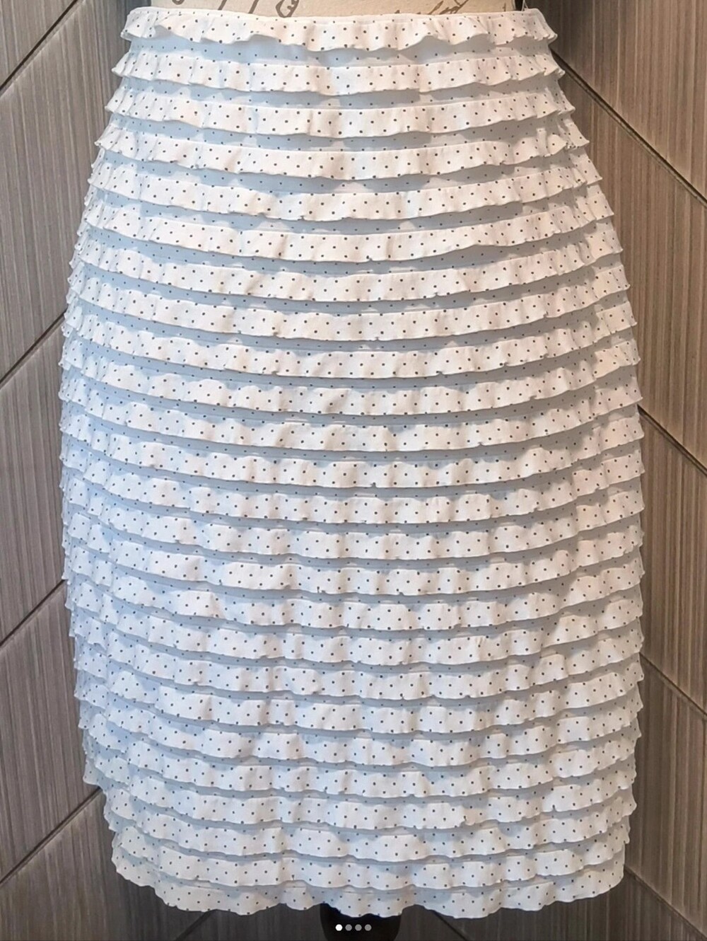 White Ruffle Skirt with Polka Dot Detail | Feminine Summer Skirt